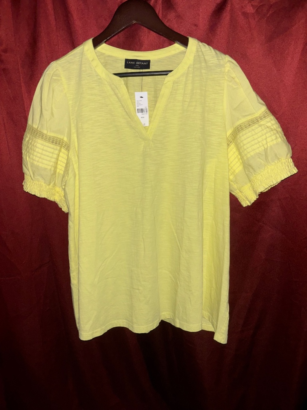 Lane Bryant Slub Knit Top Neon Yellow NWT